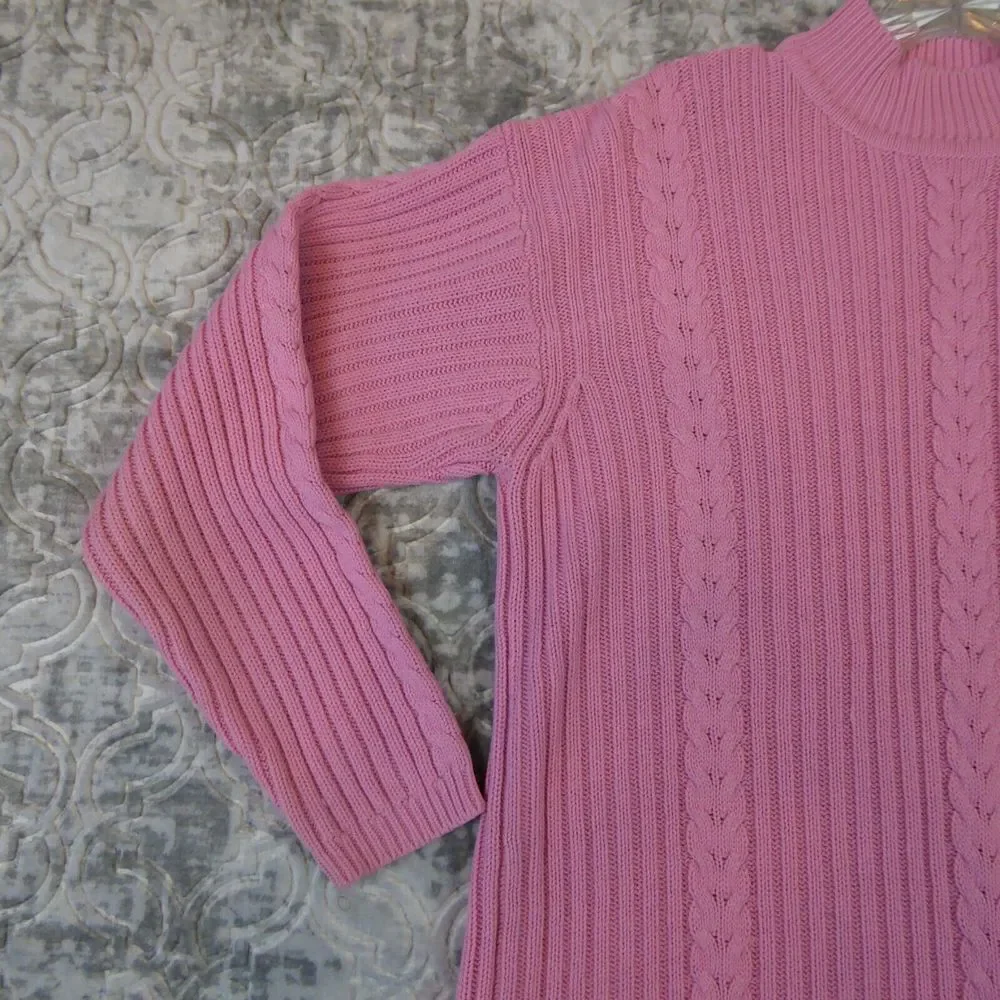 Vintage Partners by Mervyn's Sweater  Women's Large Pink Cable Knit Pullover